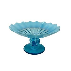 Northwoods Antique, Blue Glass Opalescent Compote